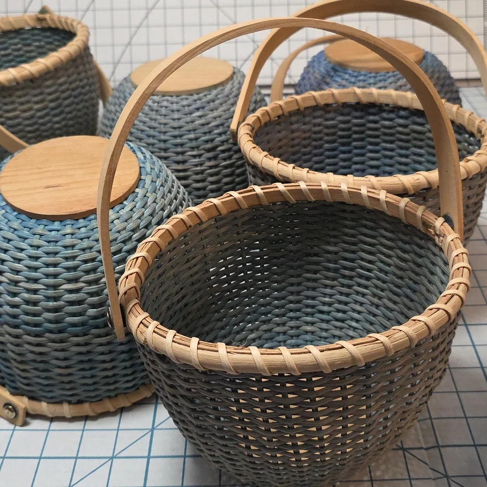 Blue Woven Basket W/Handle, Vintage‎ Yankee Candle Basket, Variegated Blue #2